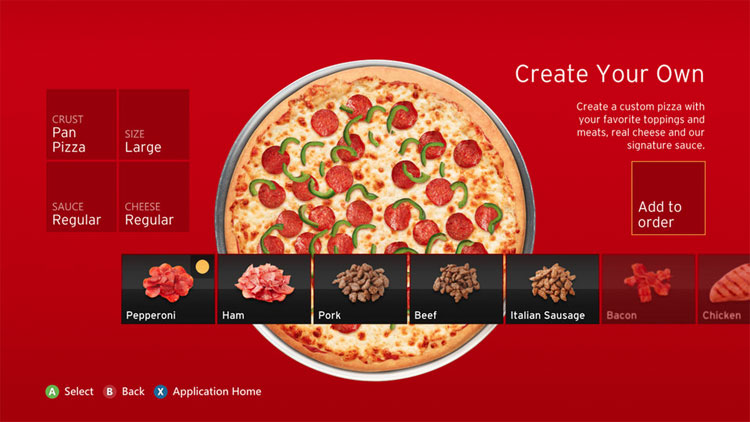 Pizza Hut appið á Xbox 360